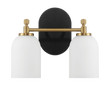 Vortex Two Lights Vanity in Traditional Style for Over Bathroom Mirror Wall Sconce 12.25"W × 10.125"H × 5.5"E With White Frosted Glass