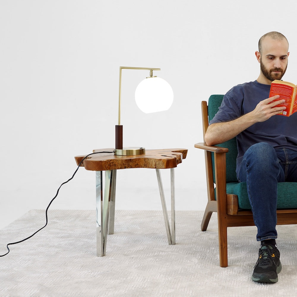 Wander Right Angle Glass Table Lamp - Bronze