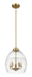 Zen Five Pendant Chain Hanging Light with Clear Glass - Satin Brass